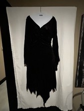 Disguise Women’s Witch Costume Black Velvet Dress Hat Halloween Size l 12/14 picture
