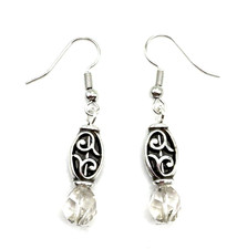 Brighton Riviera Deco Beads White Crystal Flourish Custom Silver Earrings picture