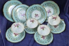 MITTERTEICH BAVARIA GERMANY VINTAGE Rose TEACUP & SAUCER Plate SET Lot Of 12 picture