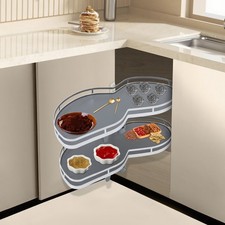 2-Tier Carbon Steel Blind Corner Cabinet Adjustable Height Pull-out Organizer picture