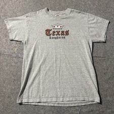 Vtg Fruit Loom Texas Longhorns T Shirt Mens M/L Graphic Print Gray Short Sleeve picture