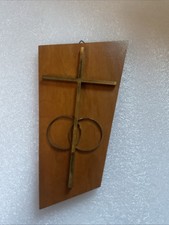 MCM Wooden Wedding Ring Plaque Wall Hanging Made In Germany Vintage picture