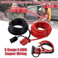 24 FT Quick Disconnect Winch Power Cable, 6 Gauge 6 AWG Wiring For Winch Trailer picture