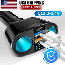 12V Dual USB Car Cigarette Lighter Socket Splitter Power Adapter Charger Outlet picture