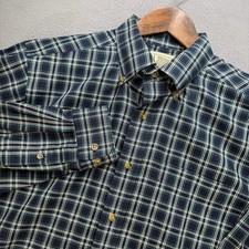 LL Bean Traditional Fit Plaid Shirt Mens Medium Blue/Green Cotton Button Down picture