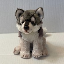 Demdaco Husky Timber Wolf Plush Stuffed Gray Animal Toy Dog 6