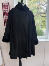 Christia By Hana K Black Suede Shearling Coat Size M- L picture
