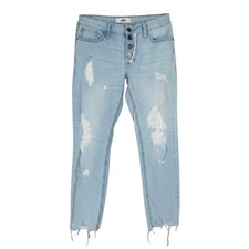 JBD By Just Black LIGHT WASH Stretch Denim DESTROYED Button-Fly ANKLE Jeans 24 picture