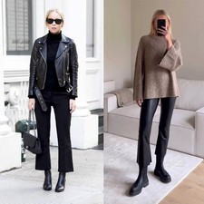 NEW Vince Camuto Leather Flare Pants picture