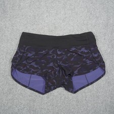 Lululemon Running Shorts Women's Purple Camo Size 4 Lined Pocket Polyester picture