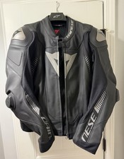 Dainese Super Speed 4 Motorcycle Jacket Black Leather Size 56 picture