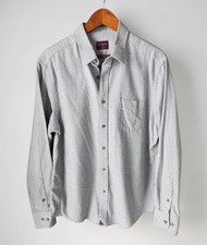 Untuckit Sherwood Heather Grey Button Up Pocket Shirt Mens L Regular Cotton  picture