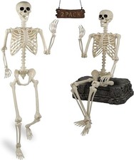 2 Pack 5.4ft Halloween Skeleton - Halloween Posable Life Size Skeleton Huma Full picture