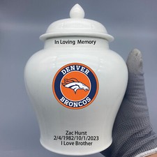 Ceramic Medium Urn for Denver Broncos Football Theme, Custom Text picture