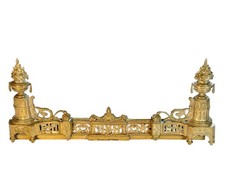 Antique French Brass Fireplace Fender Louis XVI Revival Adjustable c1880 picture