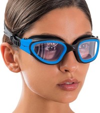 AqtivAqua Swimming Goggles, DX Wide View Swim Blue Goggles + Case  picture