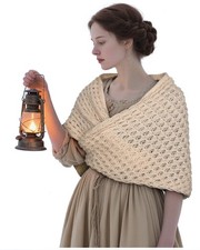L'VOW Knitted Sontag Shawl Triangle Sweater Wrap for Adjustable, Apricot picture