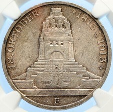 1913 E German State SAXONY Napoleon LEIPZIG BATTLE Silver 3 Mark Coin NGC i98384 picture