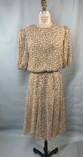 Vintage Dress SIZE MEDIUM ten beige dot MAREE 80s 90s modest picture