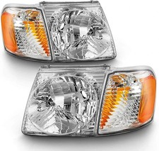 - for 2001-2005 Ford Explorer Sport Trac Headlights Headlamps W/Corner Lights Si picture