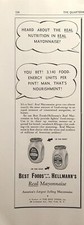 Best Foods Helmann's Real Mayonnaise 3,140 Energy Units Vintage Print Ad 1943 picture