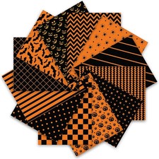 Whaline 12Pcs Halloween Cotton Fabric Bundles 18 x 22 Inch 18x22inch, Orange picture