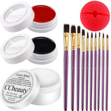 Ccbeauty Clown Makeup Set, White/Black/Red Face Paint - Professional SFX Makeup picture