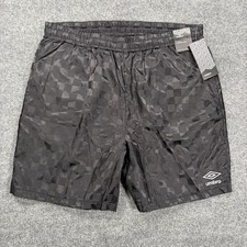 NWT Mens L Vintage Style Umbro Soccer Logo Checkered Athletic Shorts Black Y2K picture