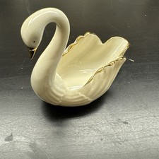 Lenox Ivory Swan Figurine With 24 K Gold Trim Edge Vintage 1980's  China picture