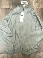 Alo Men’s Gray 1/4 Zip Mock Neck Fleece Pullover Sweatshirt Logo Size S picture