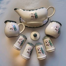 VTG Atico Let It Snow Christmas Snowman Serving Set Gravy Boat Sugar Creamer S&P picture