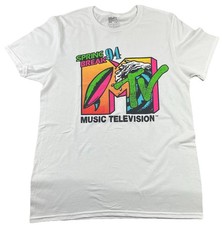 MTV Spring Break 1994 Graphic Tee Men's White Retro Surf Logo Cotton Shirt L picture