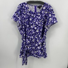 Lane Bryant Illusion Collection Violet Top Sz 22 Fits That Flatter Belt Zip NWT picture