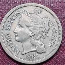 1888 Three Cent Nickel 3c Higher Grade RARE Key Date  #102732 picture