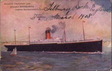 1908 STEAMSHIP SHIP Steamer Minnehaha SHAKESPEARE'S CLIFF Passenger Msg PC picture