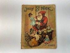 Antique Jolly St. Nick Book McLoughlin 1901 Children’s Christmas Linen Paperback picture