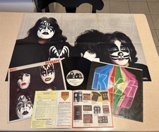 KISS Dynasty LP w/POSTER & MERCH VG/VG (GD+ POSTER w/minor H2O Damage) MUST READ picture