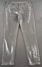 Toxik3 Jeans Womens XL/42 Gray Silver Metallic Coated Boyfriend NWT picture