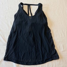 Lululemon Gray Mesh 2-in-1 Tank Top Built In Sports Bra Strappy Back Size 4 or 6 picture