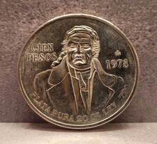 Vintage 1978 Cien Pesos Mexican Silver Coin Plata Pura Coin picture