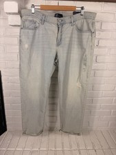 Gap Denim Girlfriend Jeans Light Wash Distressed Stretch 14/32 NWT picture