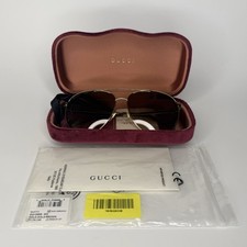 Gucci GG1088S Women's Aviator Sunglasses Gold Brown Designer - GG1088S-002-61 XL picture