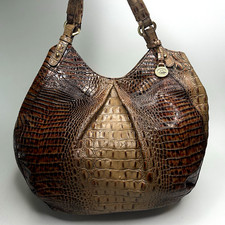 BRAHMIN Ltd Edition ANNE Pecan Brown Croc Embossed Handbag Large picture