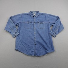 Vintage Orvis Shirt Mens Large Blue Denim Jean Field Utility Button Up Fishing picture