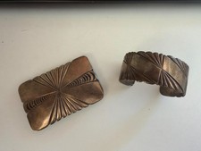 Vintage Cuff & Matching Buckle W. TSOSIE Navajo Native American Sterling Silver picture