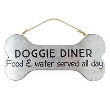 Doggie Diner Dog Bone Sign Metal Wall Decor Food & Water Served All Day picture