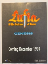 ​Lufia & The Fortress of Doom Vintage Ad & Review Lot Rare Canceled Genesis 1993 picture