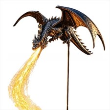 Solar Dragon Fire Garden Light Resin Dragon Outdoor Yard Lawn Halloween Decor picture
