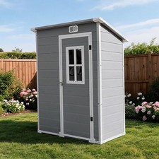 5x3 FT Resin Outdoor Storage Shed with Floor, Lockable Plastic Tool Shed picture