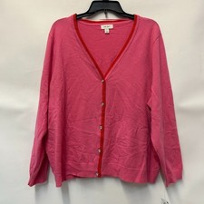 On 34th Womens Plus 2X Azalea Pink Rhinestone Button Cardigan Sweater NWT BS31 picture